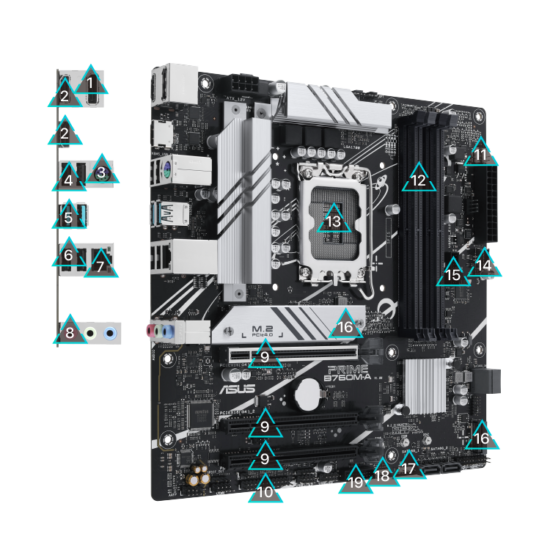 Asus Prime B760M-A CSM DDR5 Mainboard Intel LGA1700 mATX - Image 3