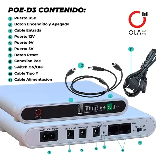 Olax POE-D3 Mini UPS 10000mAh 5v/9v/12v - Image 2