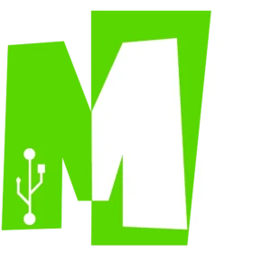 Bright lime-green geometric background with a white USB symbol on the left side.