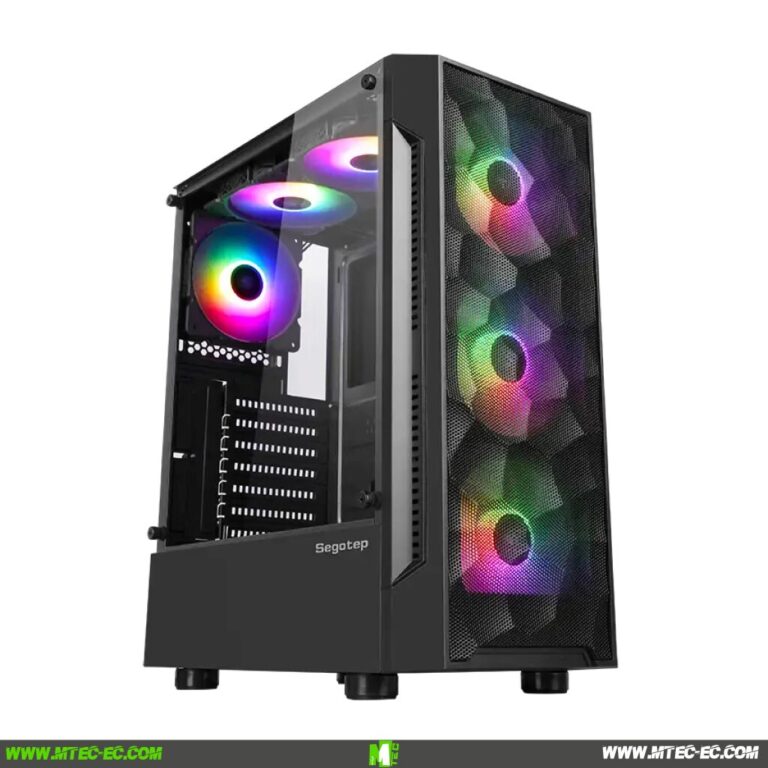 Segotep Flexi I Case Gamer con 4 Ventiladores ARGB, Panel de Vidrio Templado y Alto Flujo de Aire"