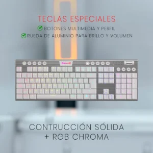 Redragon Horus K618 RGB White Teclado Mecánico 3 en 1