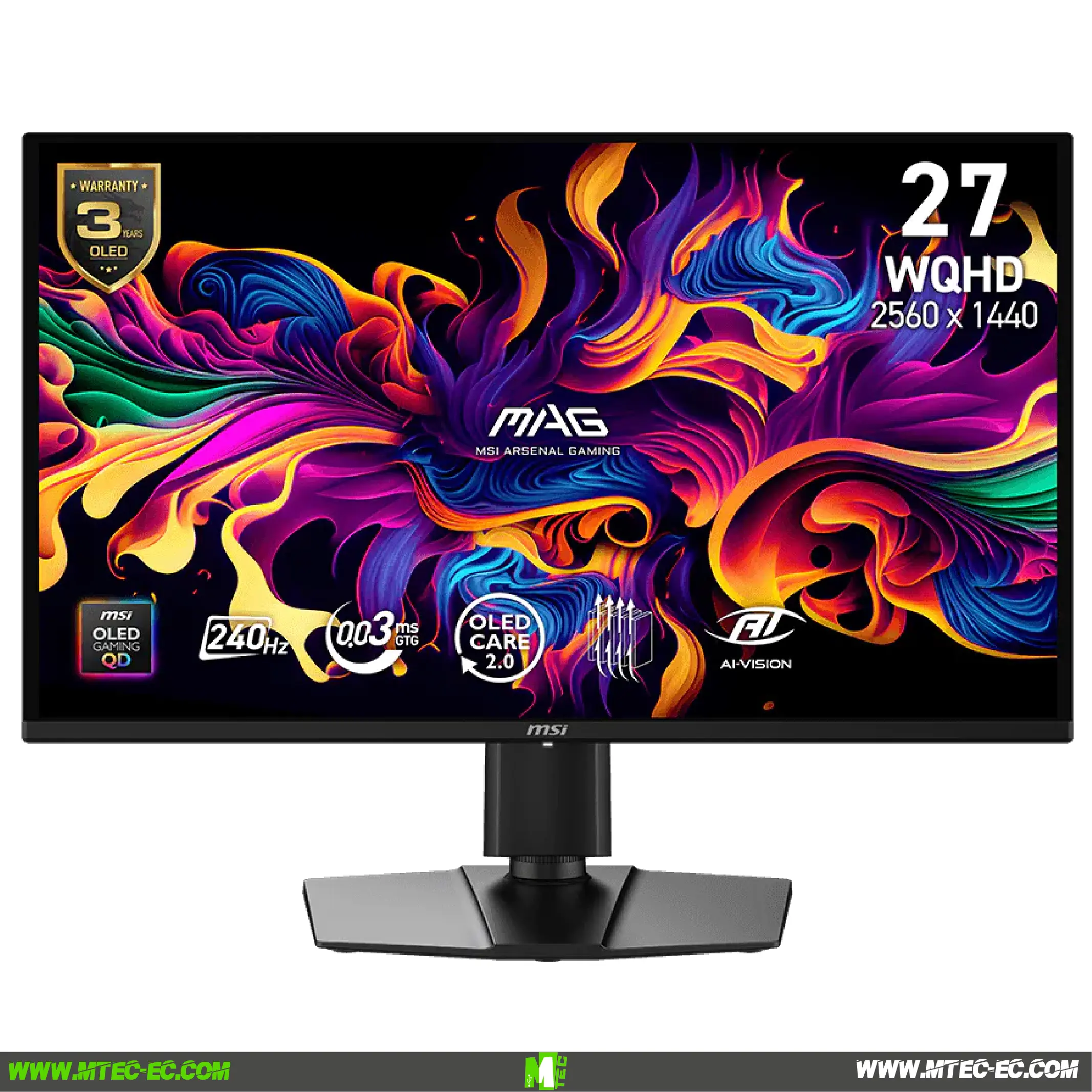 Mtec-Msi-Mag-274qp-qd-oled-x24-monitor | MTEC Msi MAG 274QP QD-OLED X24 26.5" Monitor Gamer 240Hz