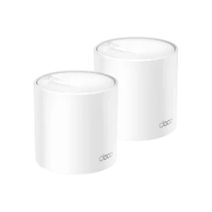 Two white cylindrical devices with smooth surfaces and a subtle 'deco' logo, placed side by side.